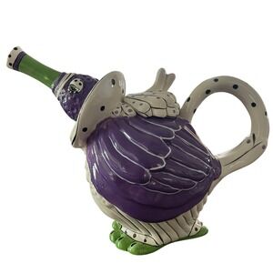 Blue Sky Heather Goldminc Flat-Footed Booby Bird Teapot Purple Green 2009